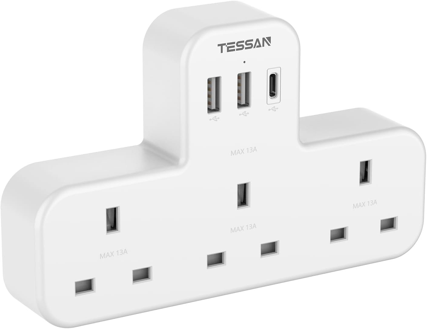 TESSAN UK Plug Extension Socket with 3 USB