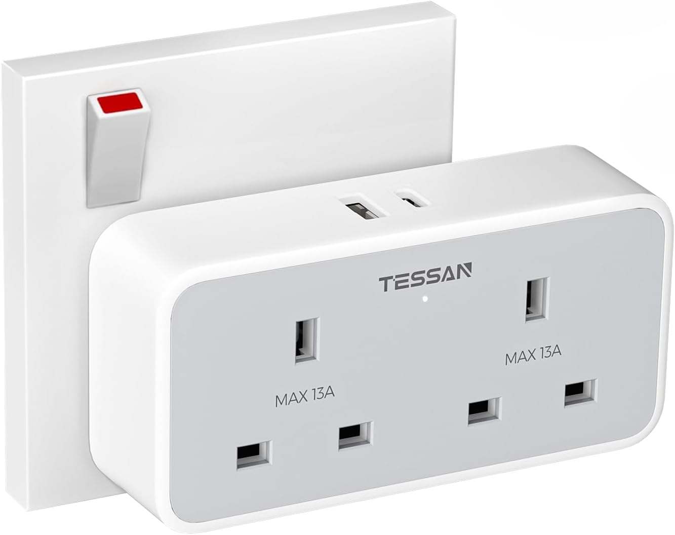 TESSAN Double Plug Adapter UK with 2 USB