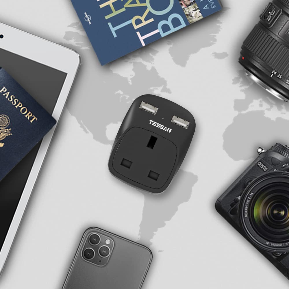 UK to USA 3 in 1 Travel Adapte with 2 USB