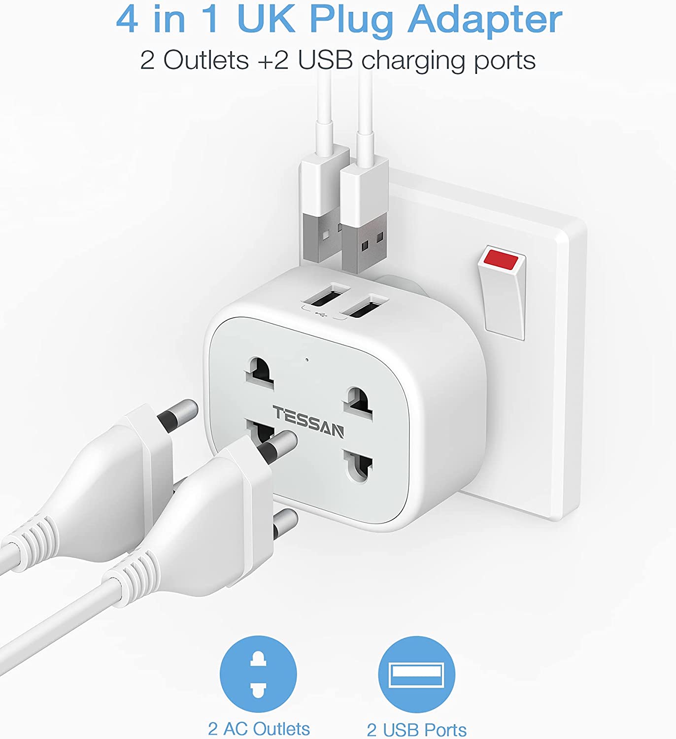 Shaver Charger 2 Pin to 3 Pin Adapter Plug Socket for Bathroom Electric Razor