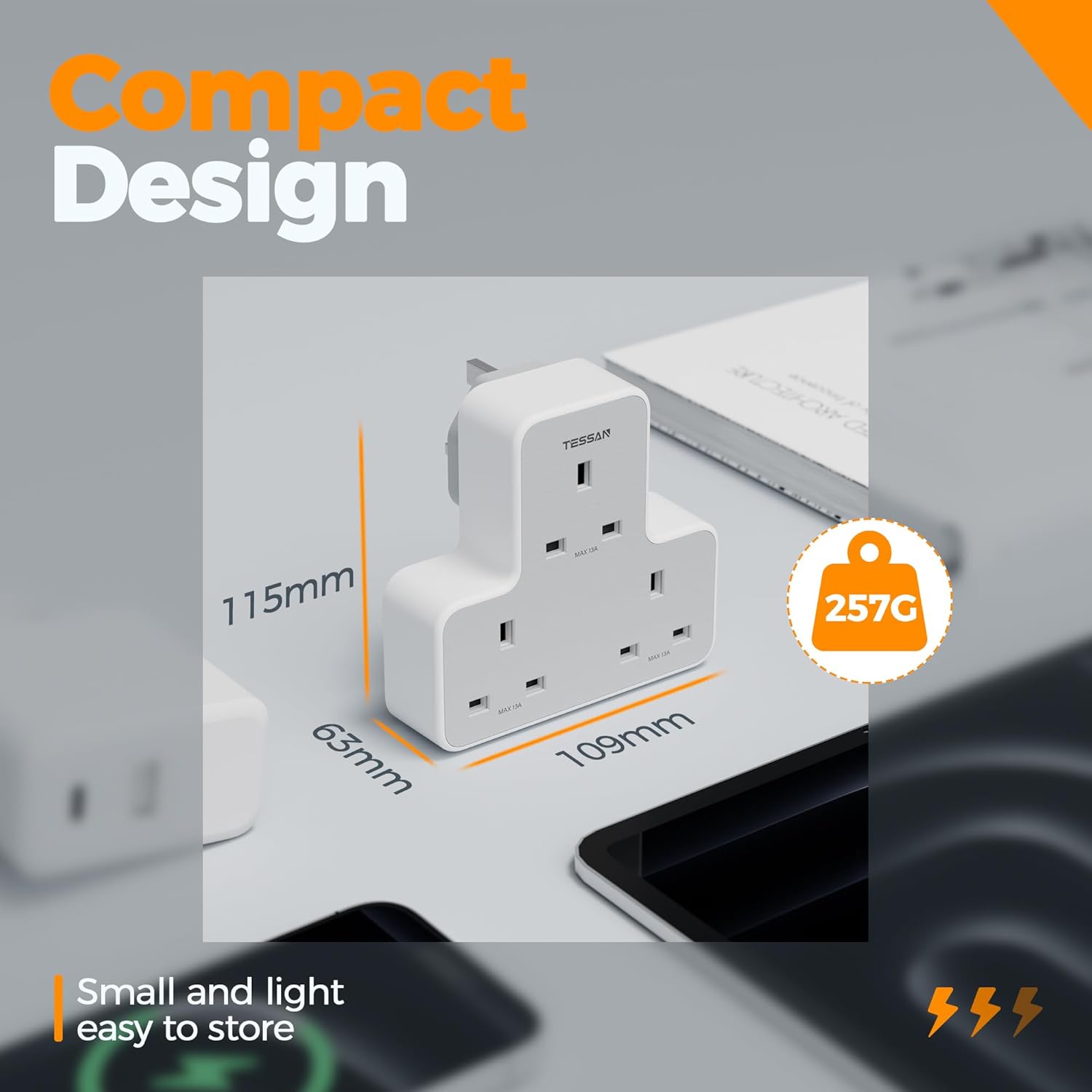 TESSAN UK Multi Plug Extension Socket