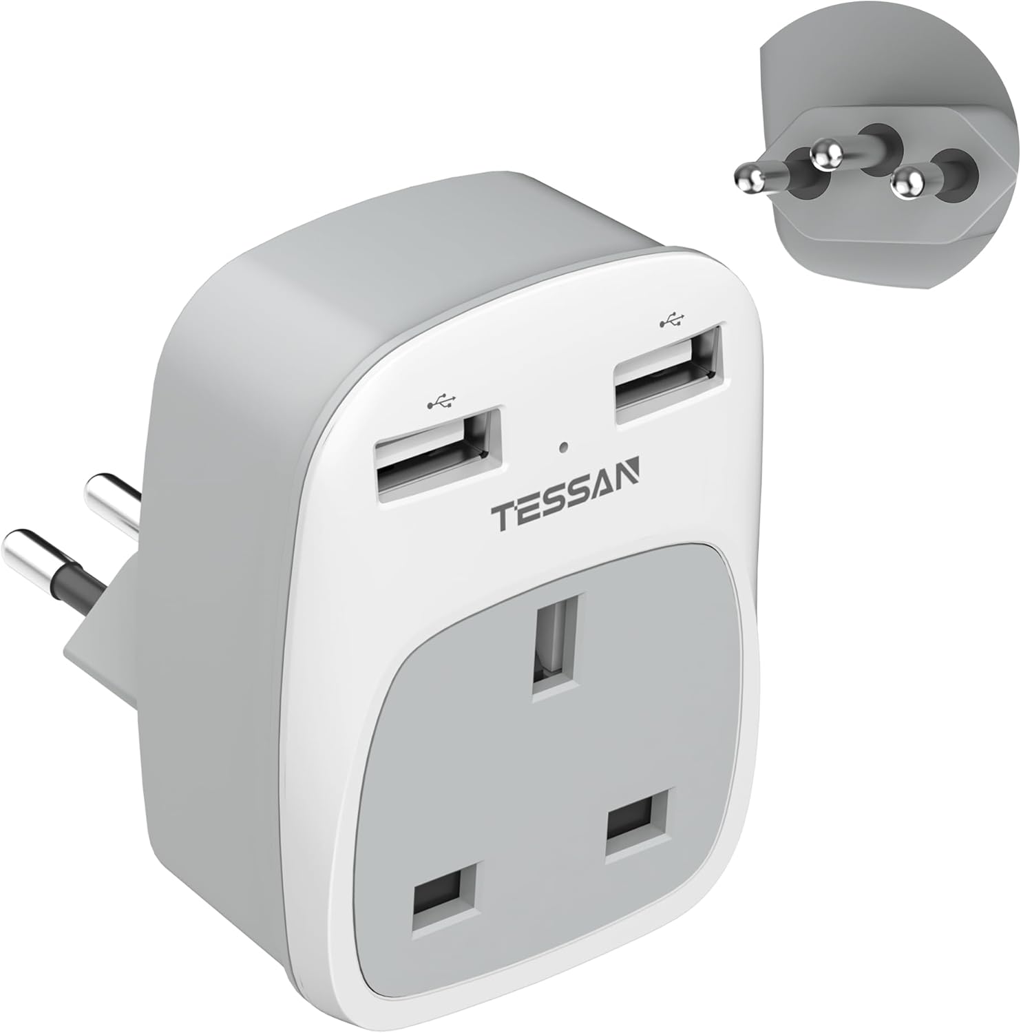 TESSAN UK to Brazilian Power Adaptor Dual USB