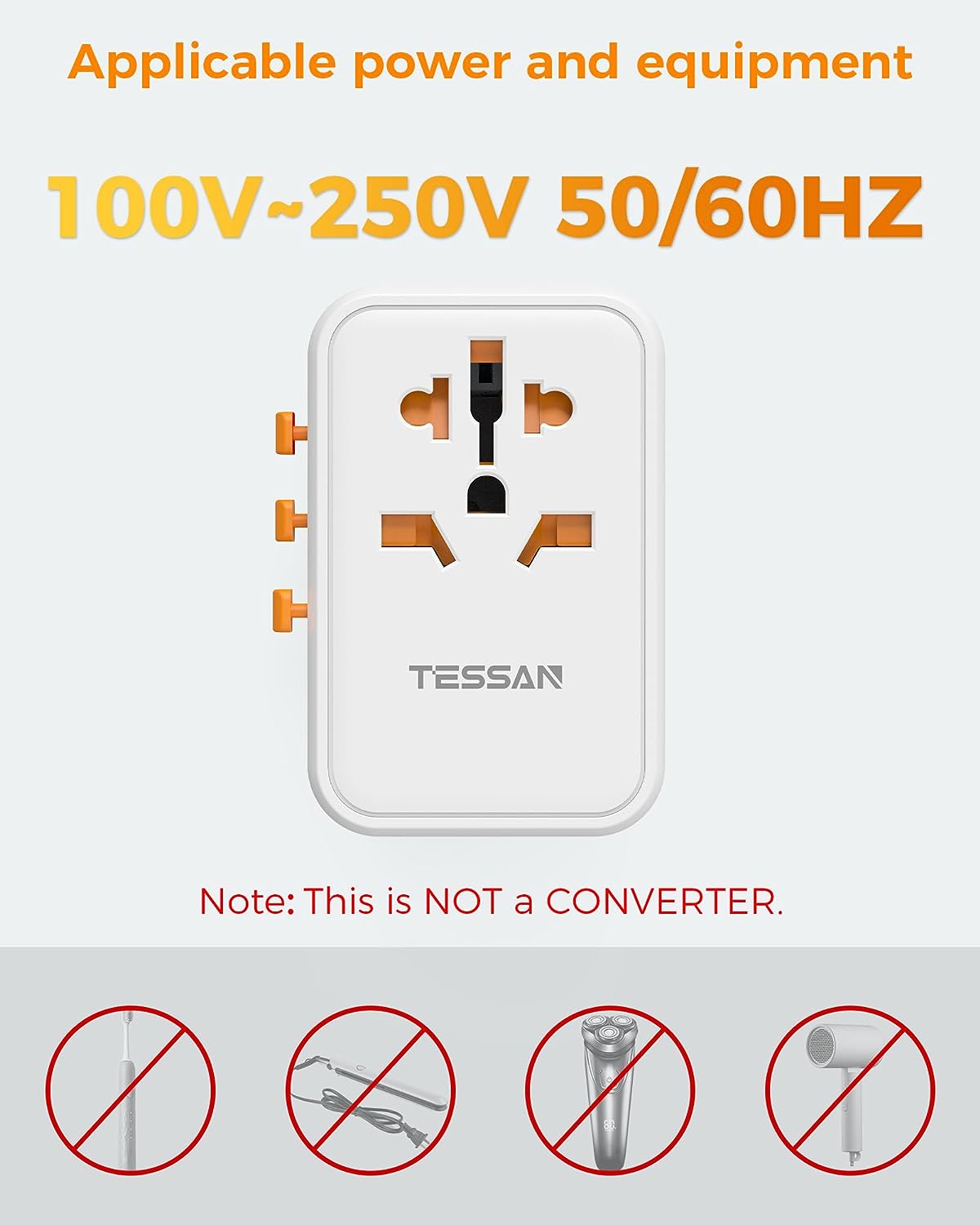 TESSAN 65W PD 5-Port USB Universal Travel Adapter