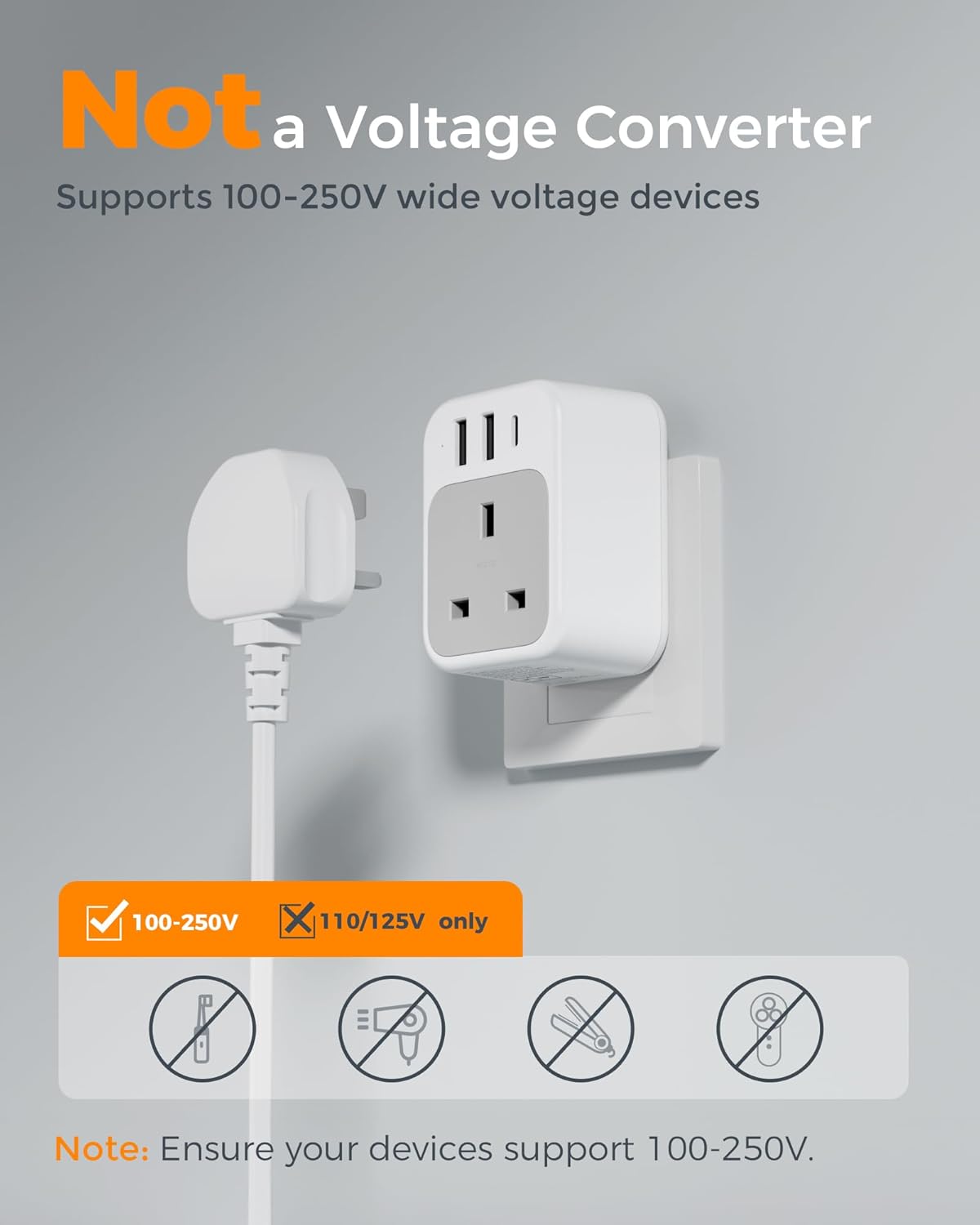 TESSAN 4 in 1 UK to Australia Plug Adapter