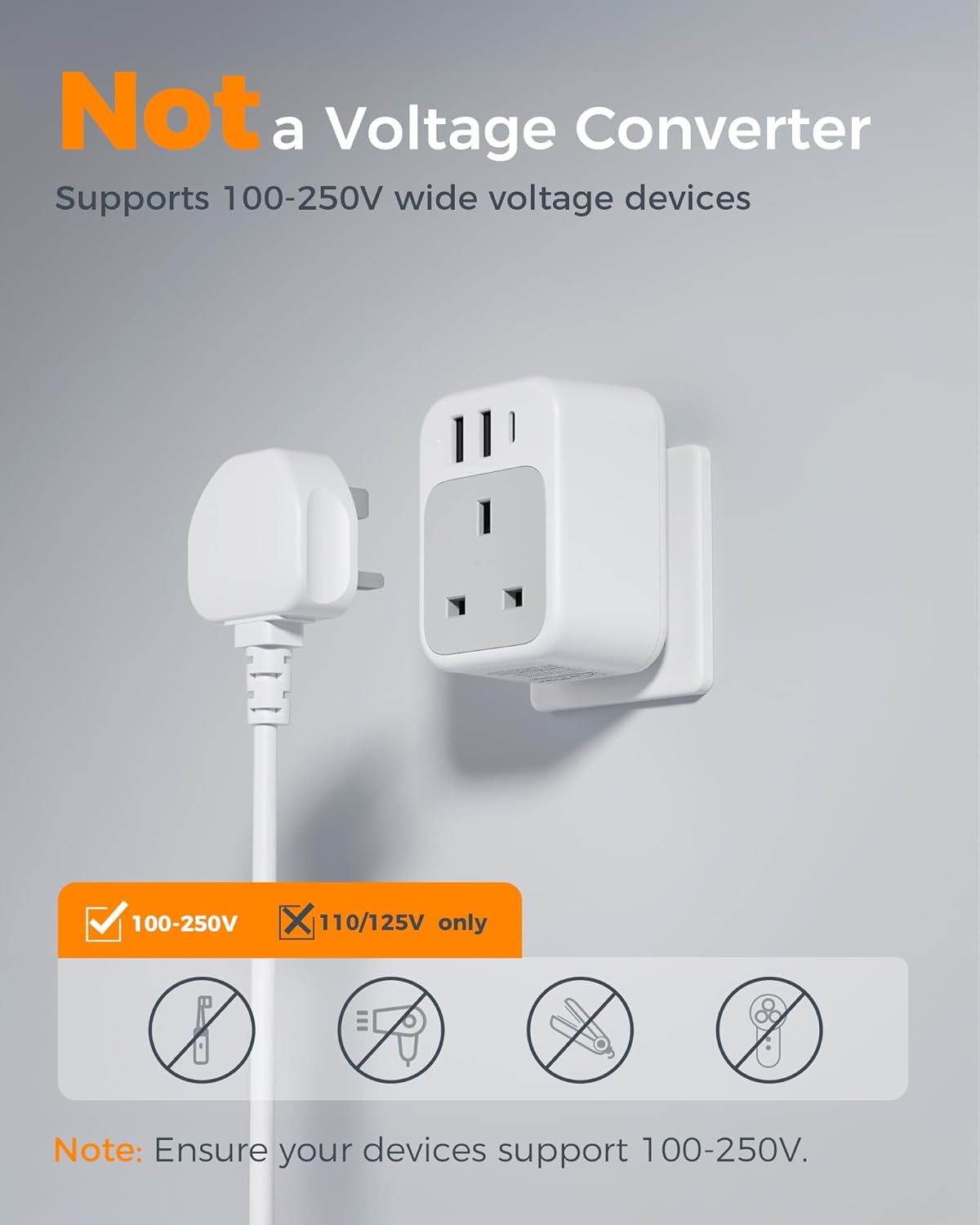 TESSAN 4-in-1 UK to India USB-C Adapter