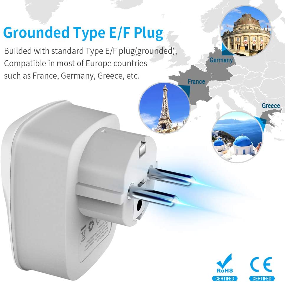 UK to European Travel Adapter 2 Pack