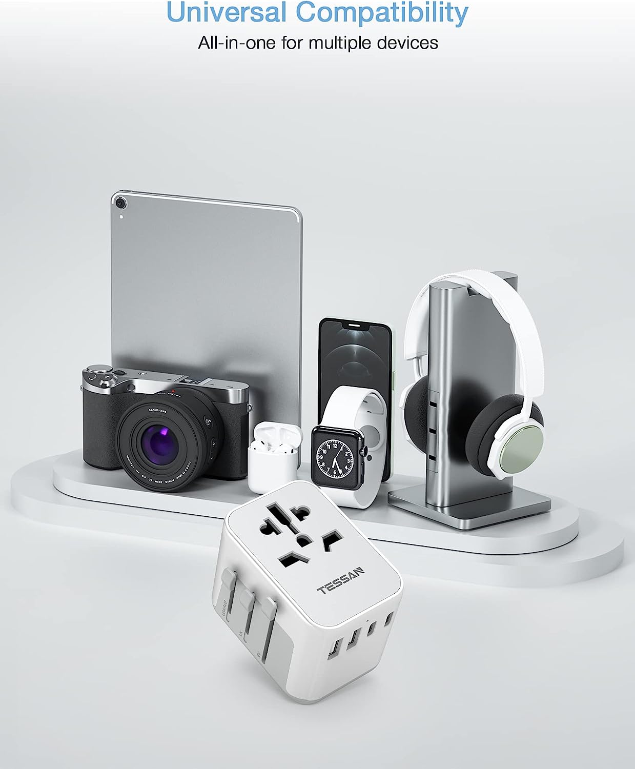 Universal Travel Adapter Worldwide with 2 USB C and 2 USB A Ports