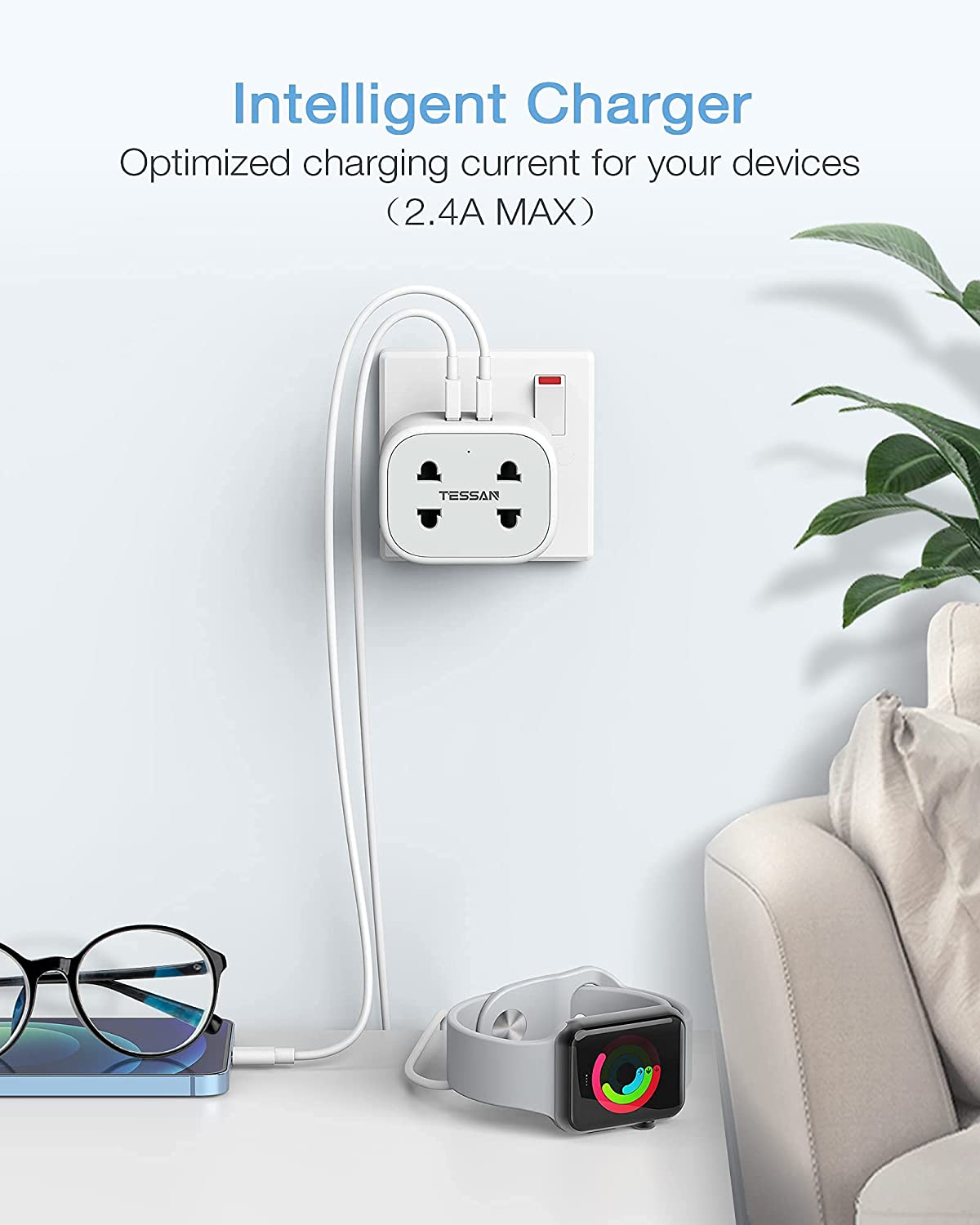 Shaver Charger 2 Pin to 3 Pin Adapter Plug Socket for Bathroom Electric Razor