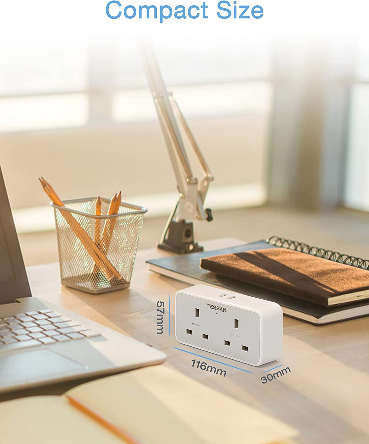 Multi Plugs Extension with 2 AC outlets 2 USB ports