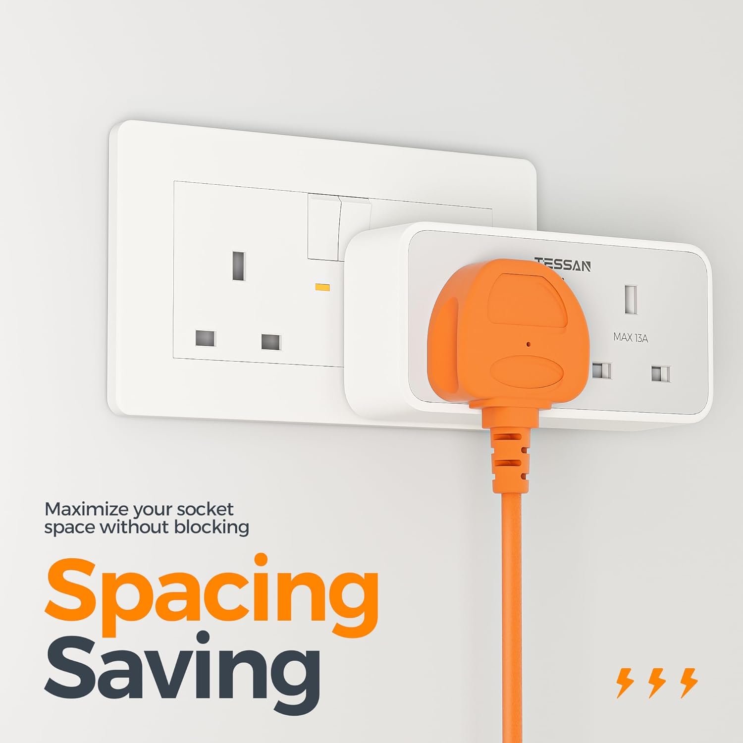 TESSAN Double Plug Adapter UK with 2 USB