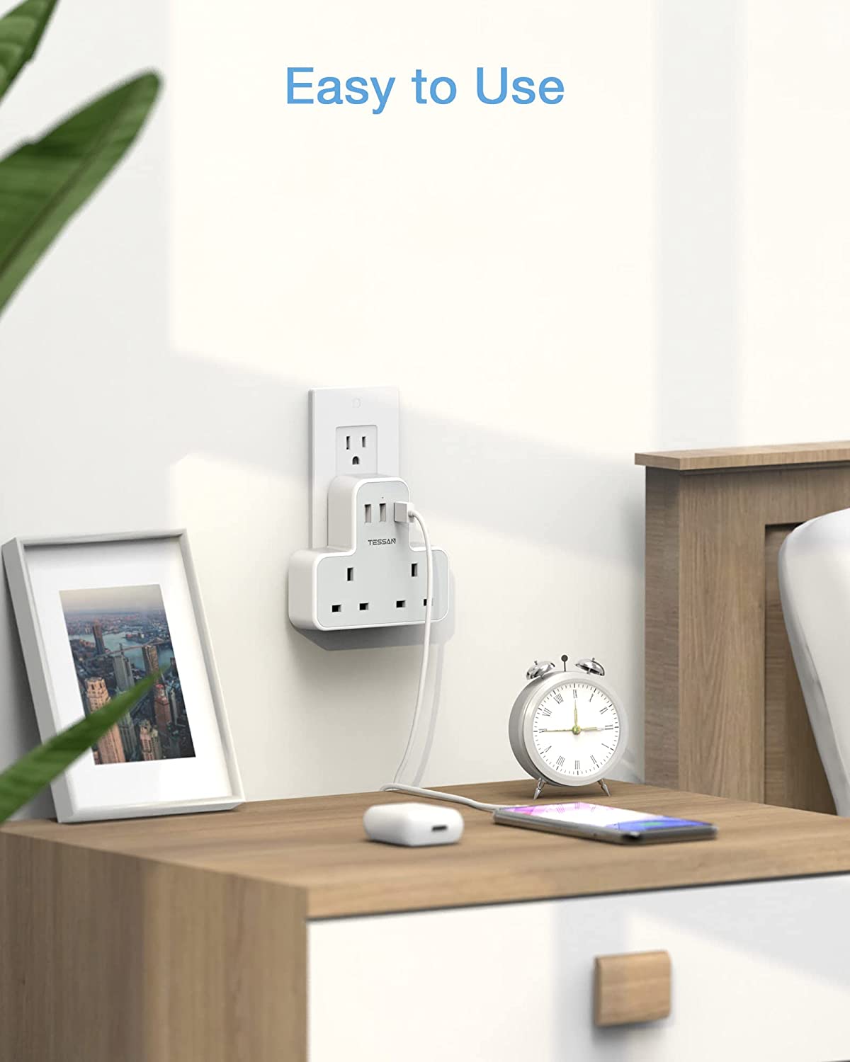 UK to US Plug Adaptor 2 Pack USA Travel Adapter with 3 USB