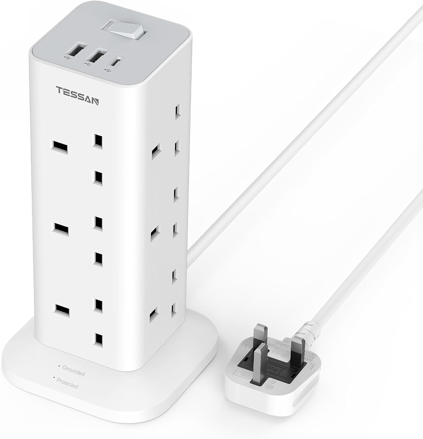 TESSAN 12 Way Multi Plug Adaptor with Switch