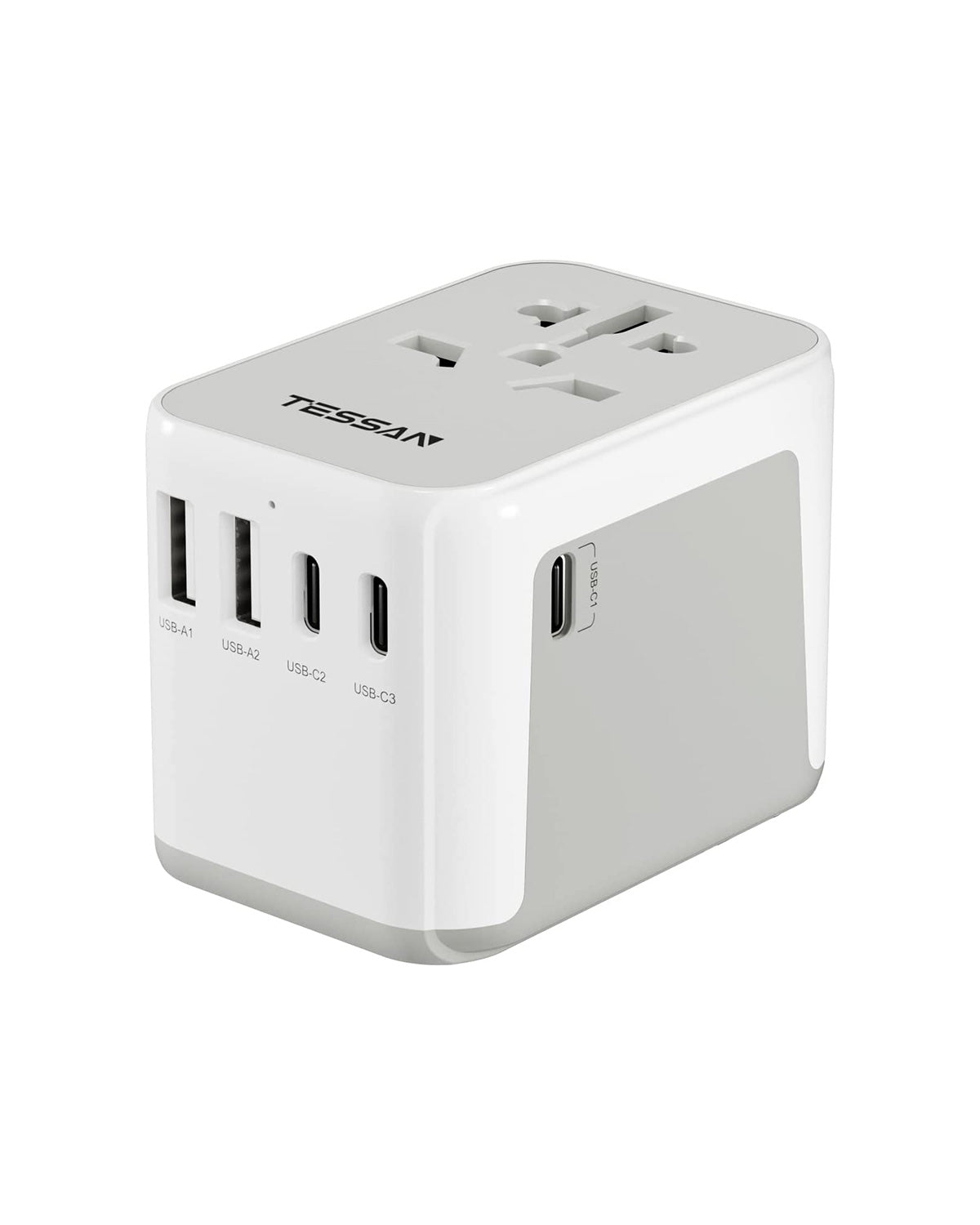 Worldwide Travel Plug Adaptor with  1 AC outlet 5 USB Ports