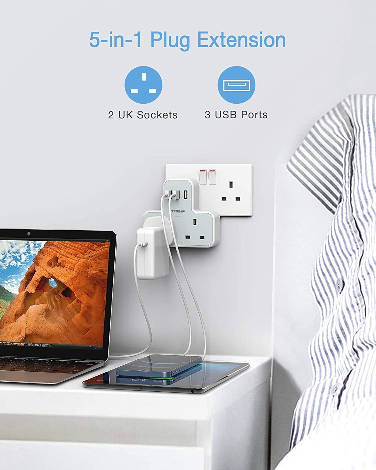 Multi Plug Extension 2 Ways Multi Plug Extension Sockets 2 Pack