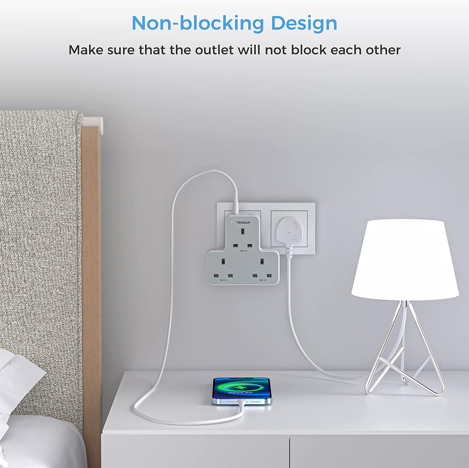 Extension Plug 3 Way Plug Extension Adapter Plug UK