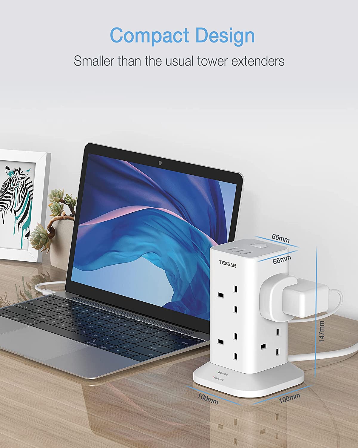 Power Strip Tower 8 AC ports and 3 USB slots 2M
