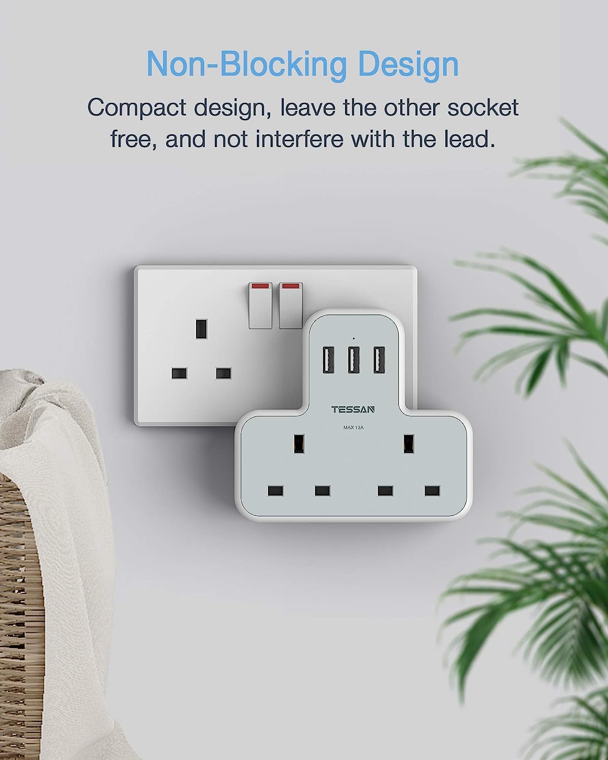 Multi Plug Extension 2 AC outlets 3 USB slots