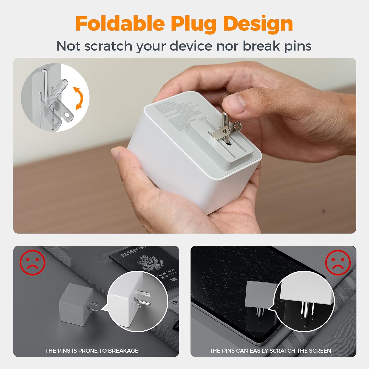 TESSAN Foldable 20W Fast Charging UK to US Adapter