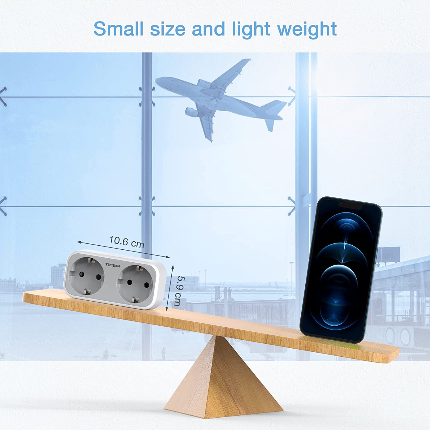 EU to UK Plug Adapter with 2 Outlets 2 USB Ports
