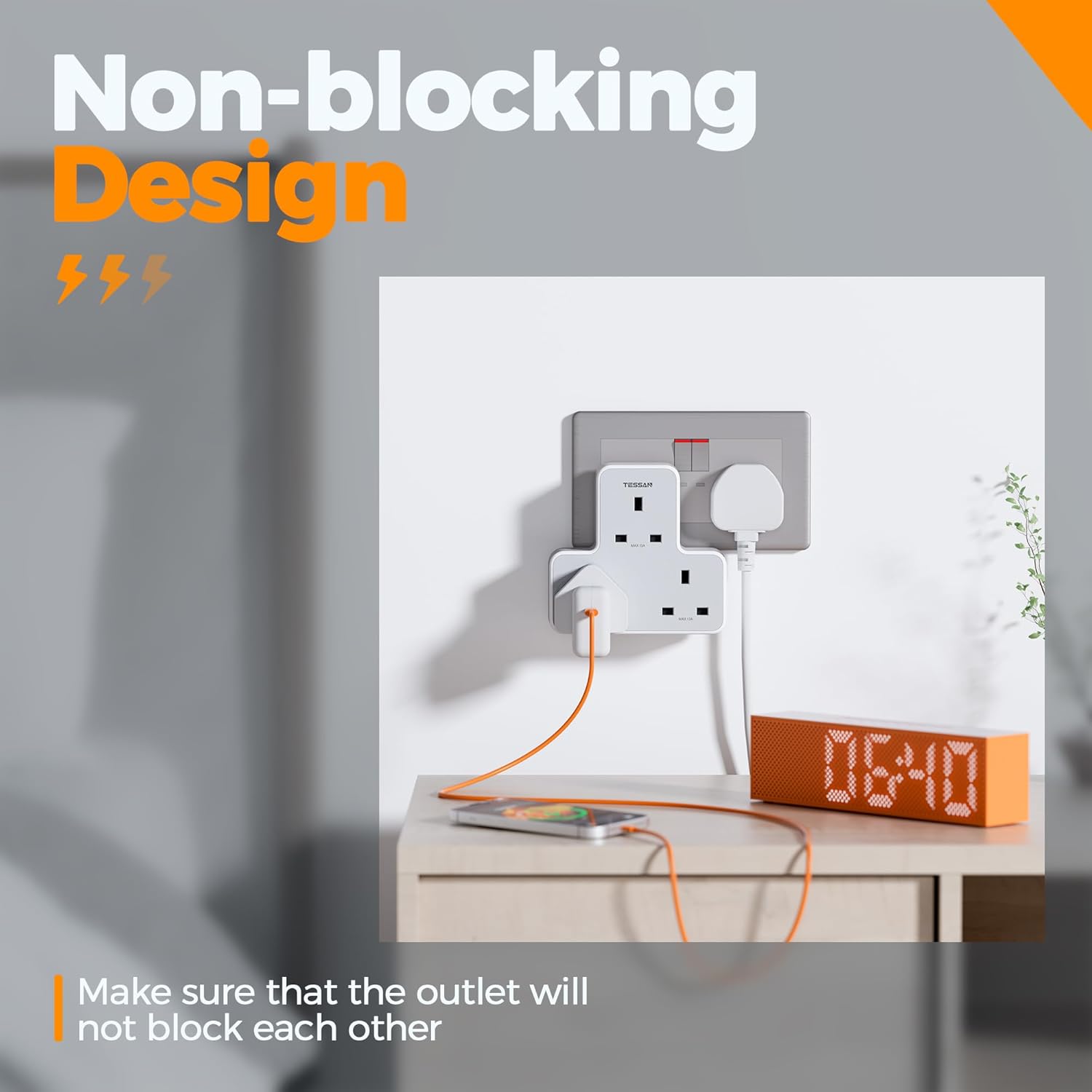 TESSAN UK Multi Plug Extension Socket