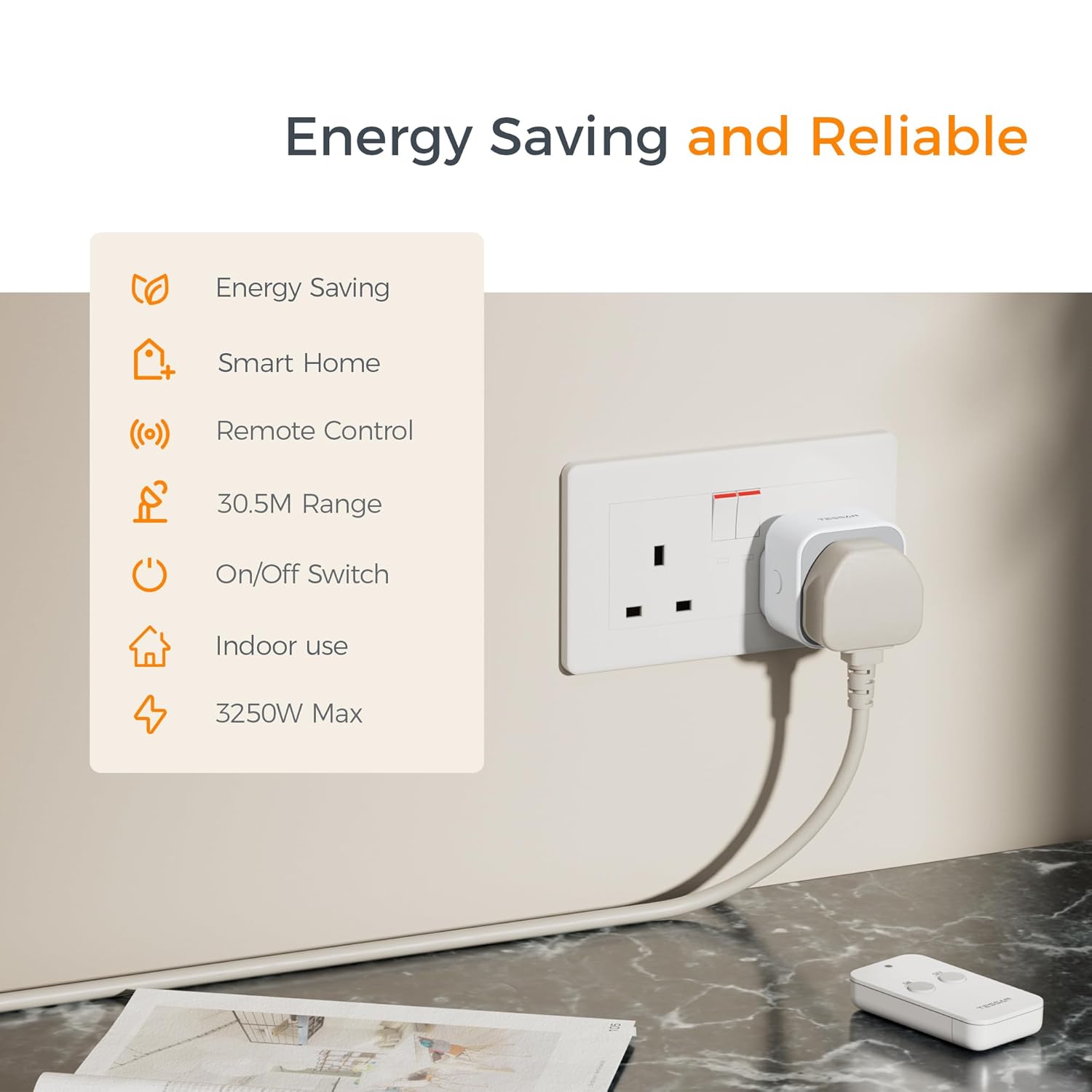 TESSAN UK Remote Control Plug Socket