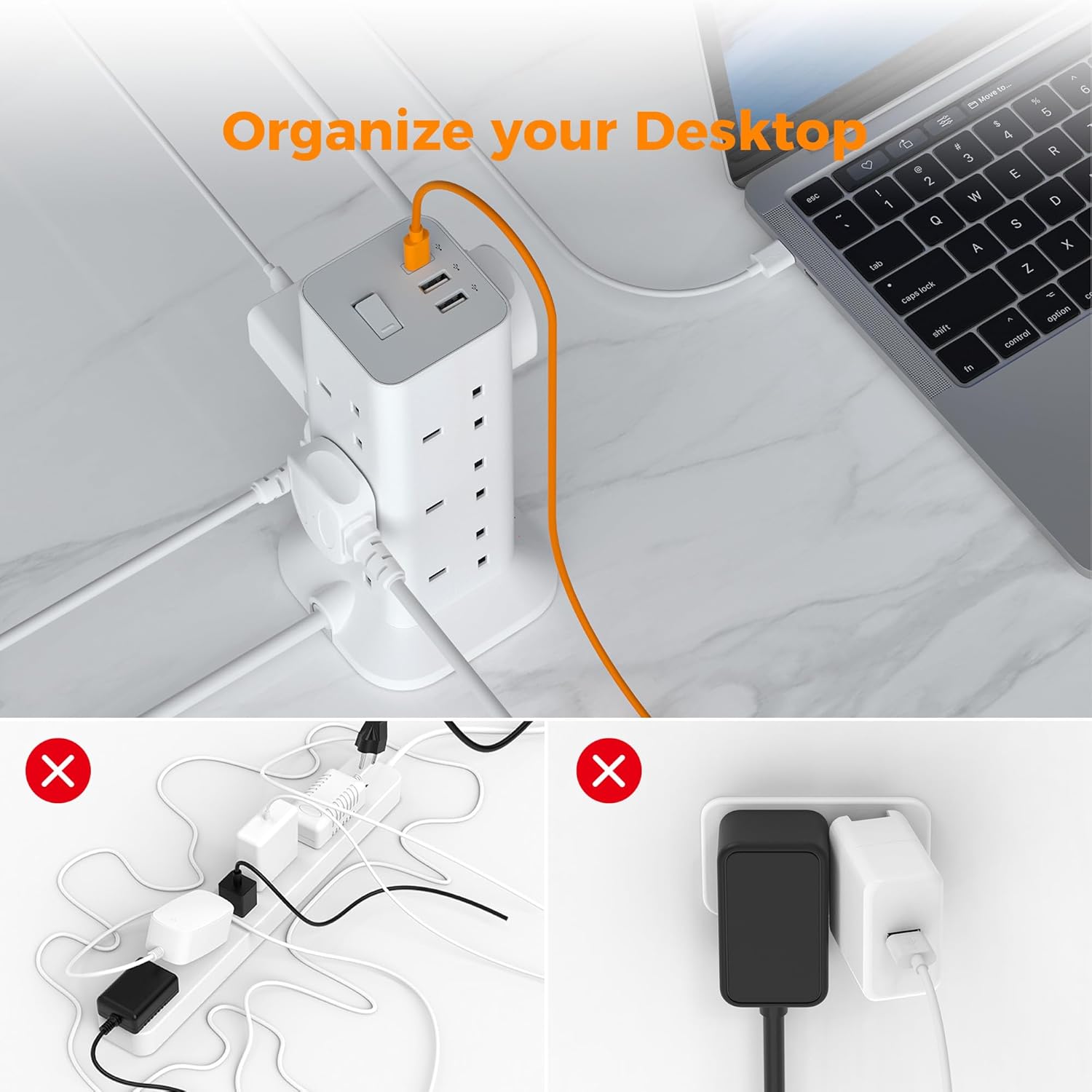 TESSAN 12 Way Multi Plug Adaptor with Switch
