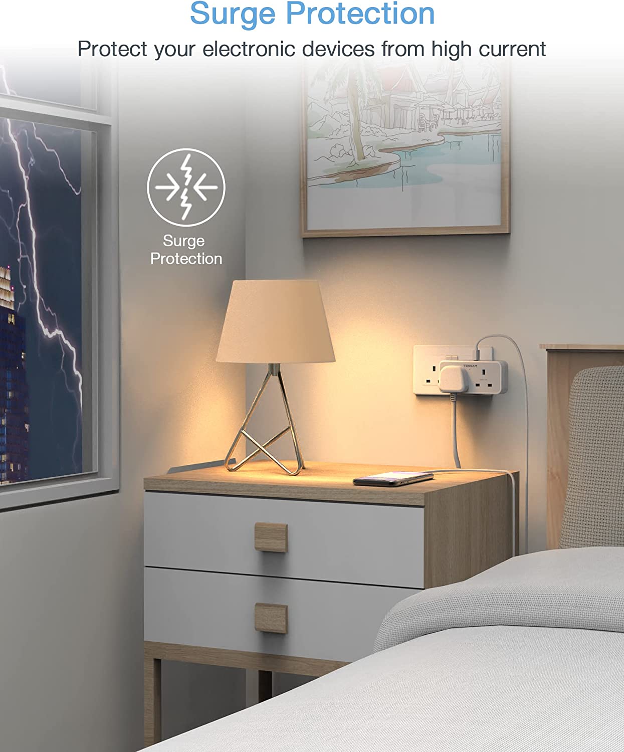 Multi Plugs Extension with 2 AC outlets 2 USB ports
