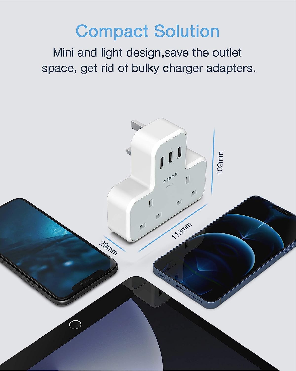 Multi Plug Extension 2 AC outlets 3 USB slots