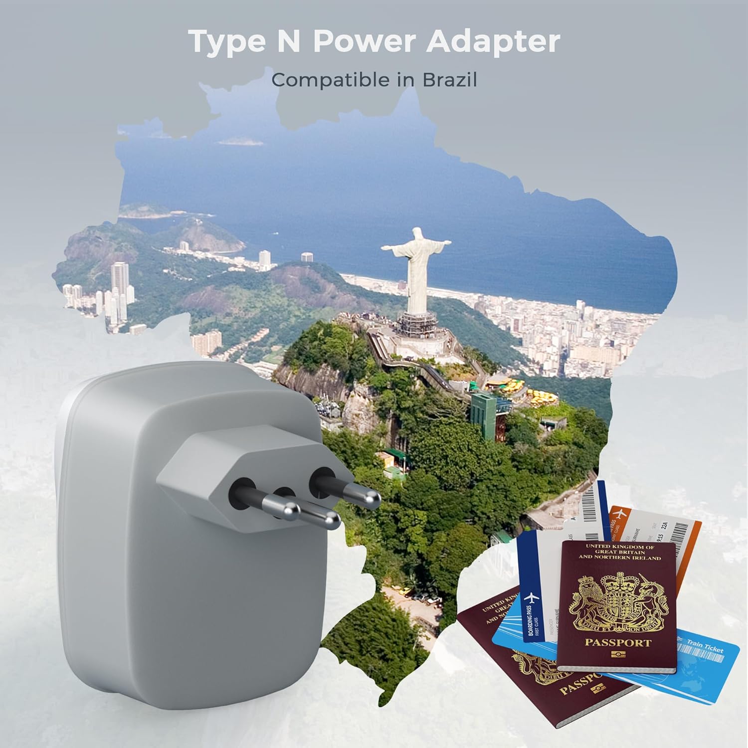 TESSAN UK to Brazilian Power Adaptor Dual USB