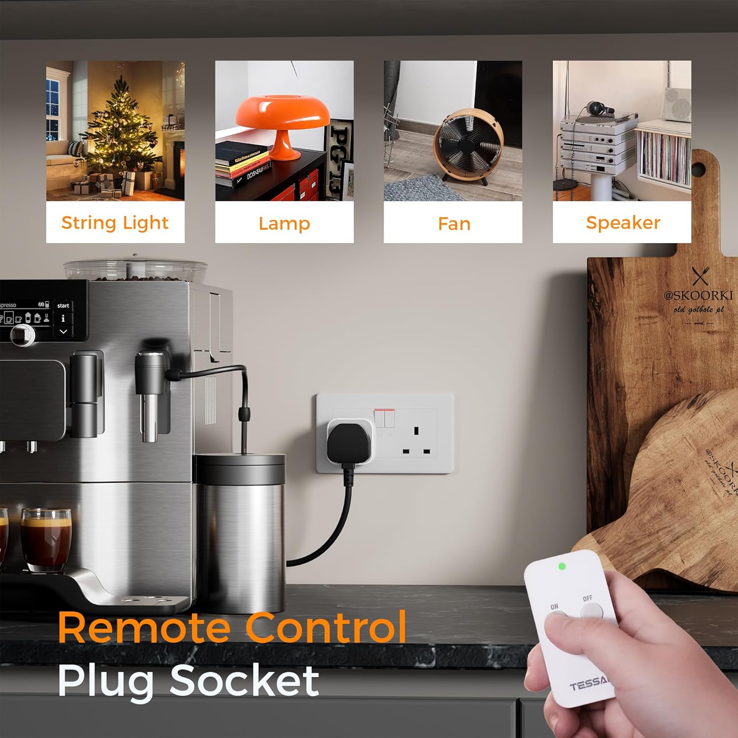 TESSAN UK Remote Control Plug Socket
