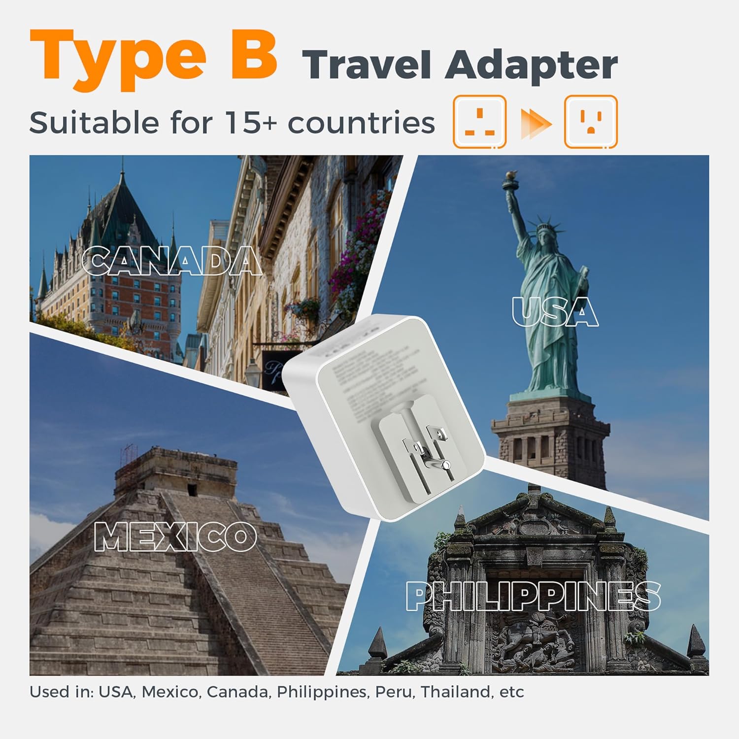 TESSAN Foldable 20W Fast Charging UK to US Adapter