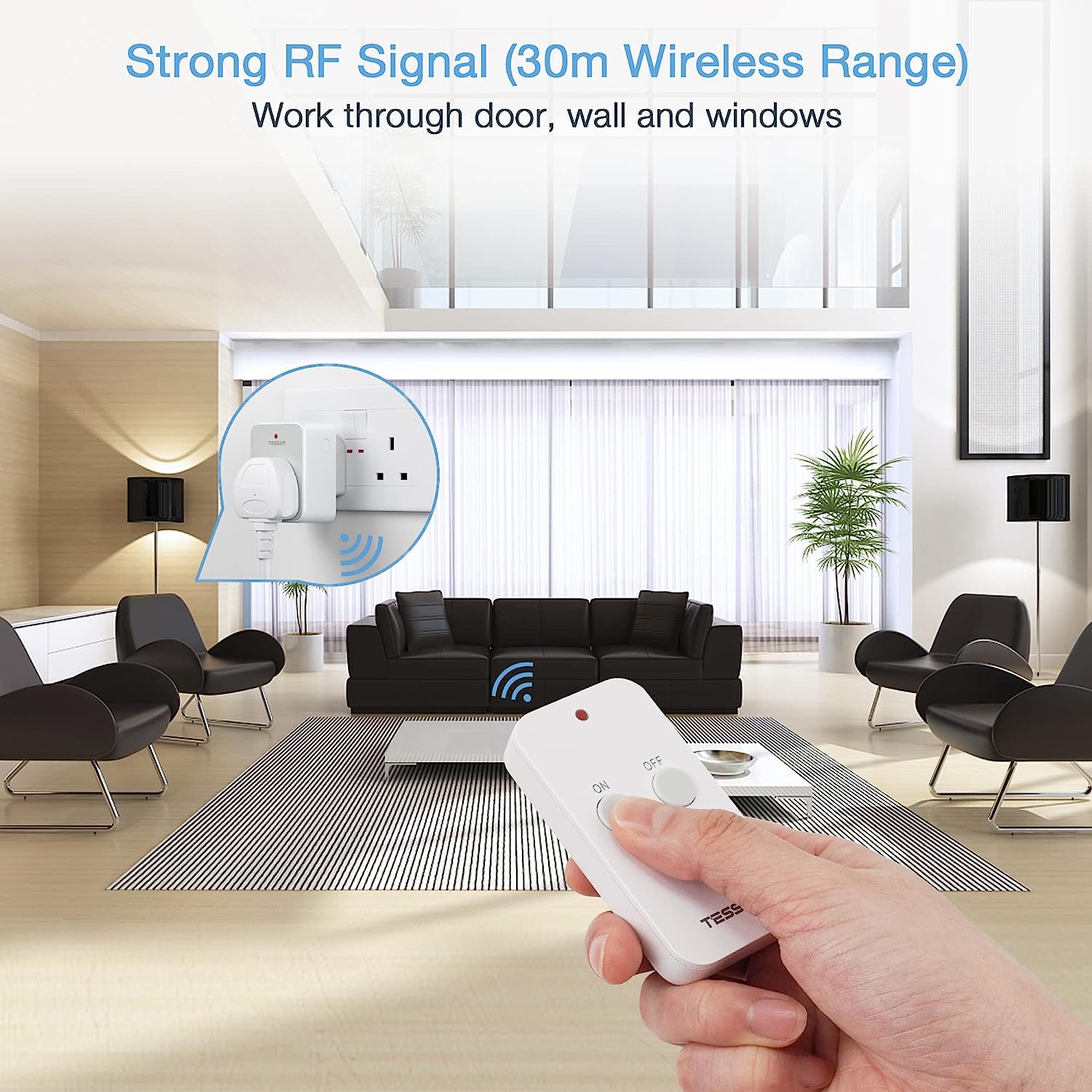 Remote Control Plug Socket 30m Remote Control Range