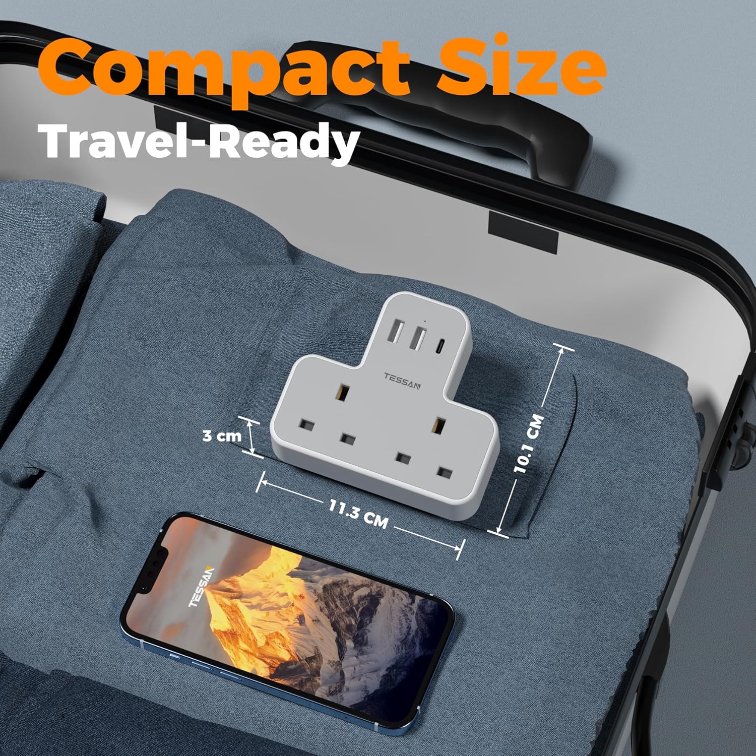 TESSAN 5-in-1 UK to US Adapter with USB-C