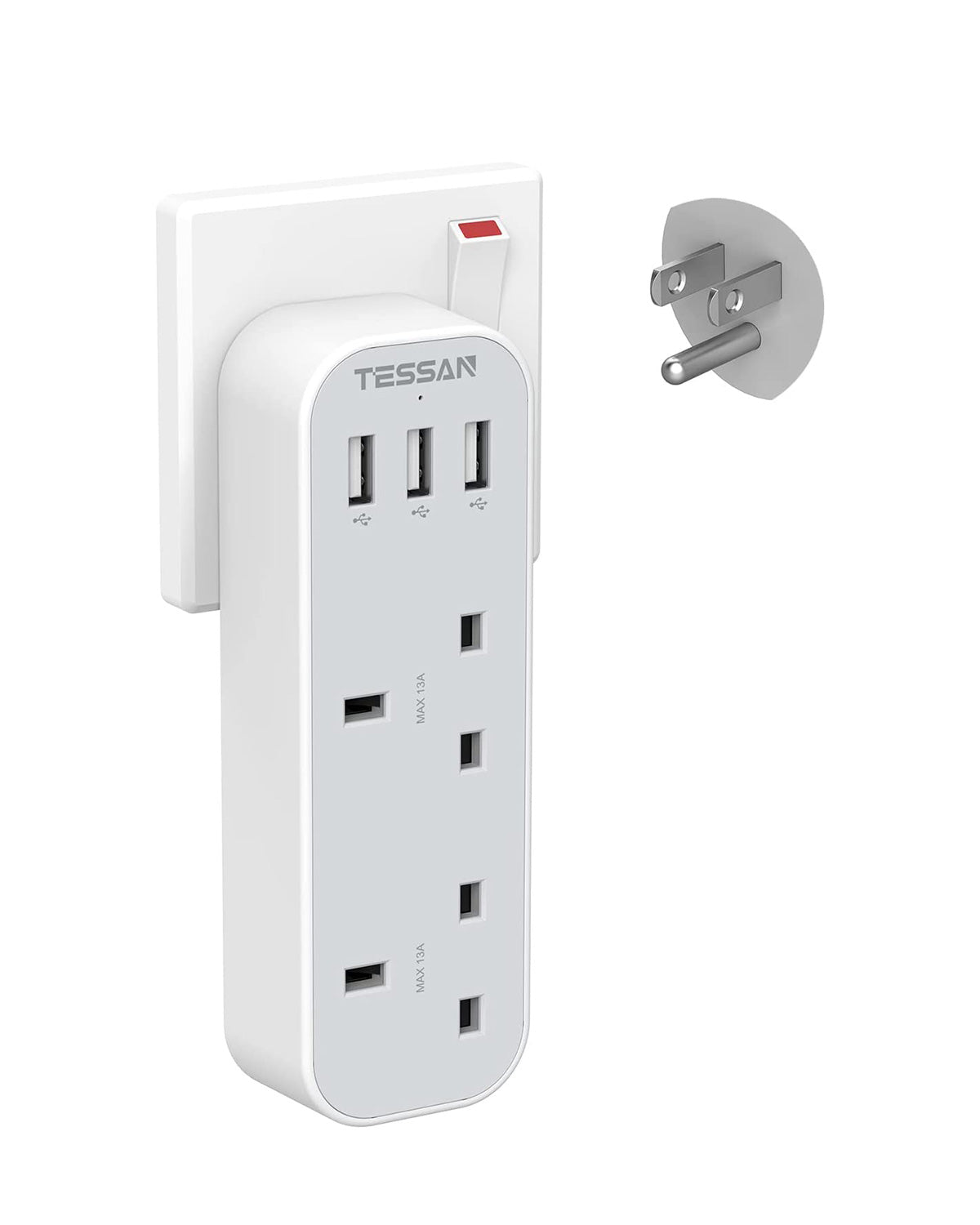 UK to USA Travel Adapter with 3 USB