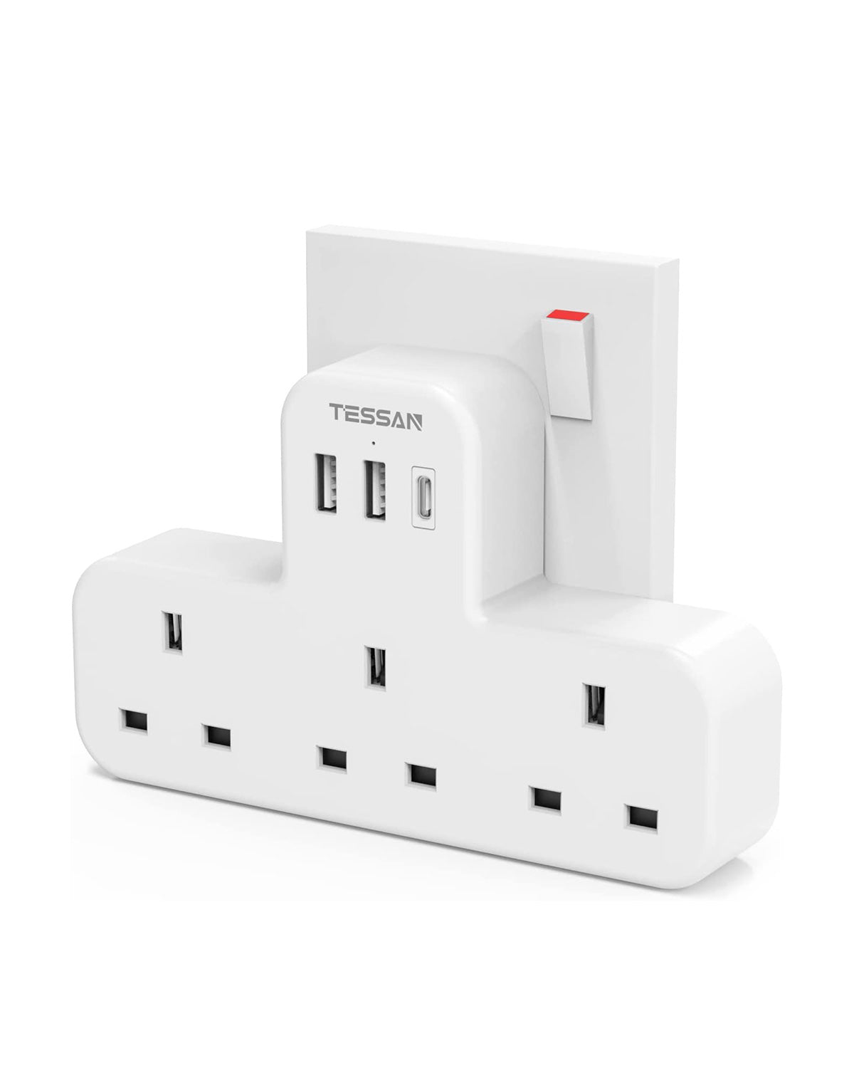 Plug Extension 3 Way Plug Adapter UK with Multi USB Plug
