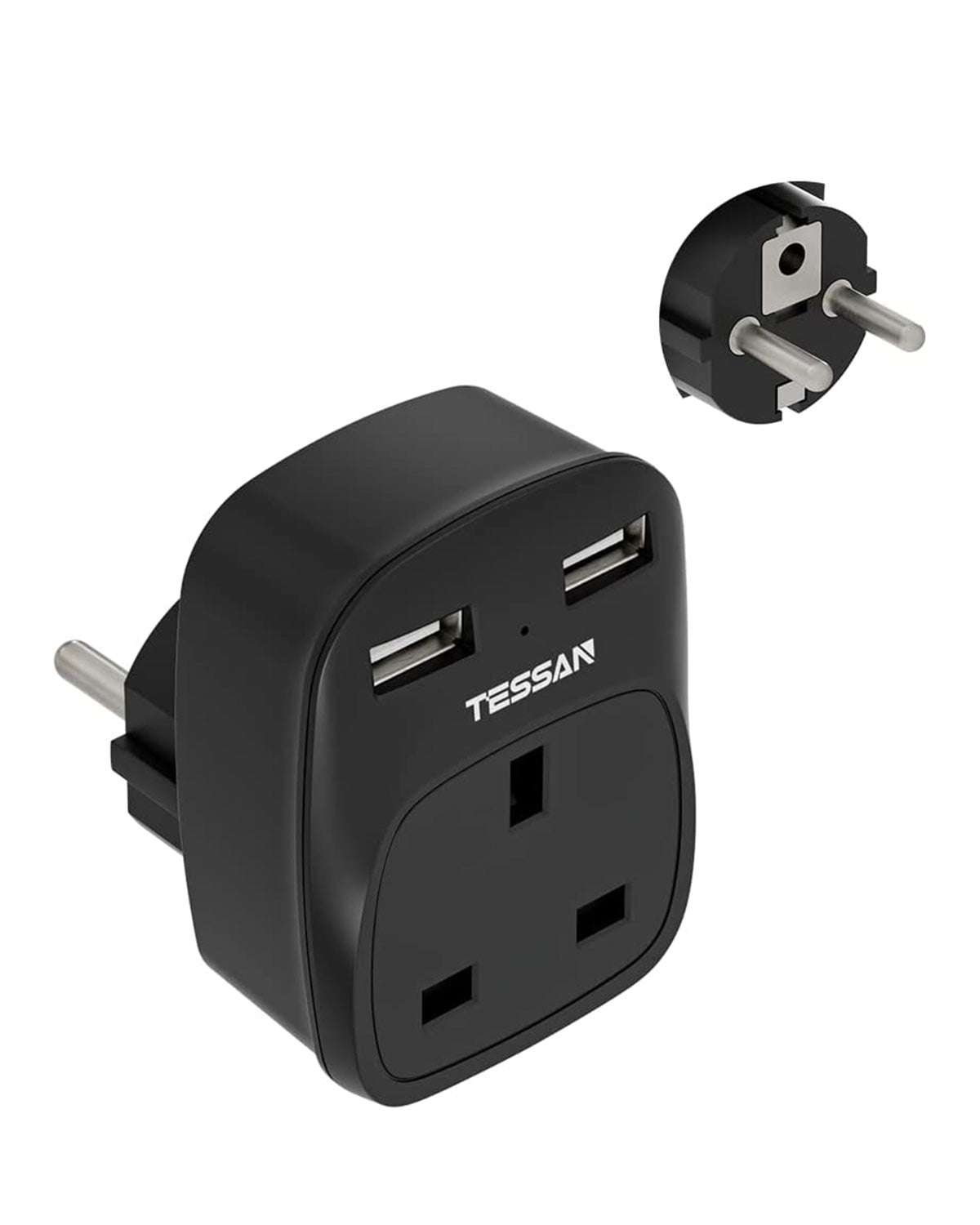 UK To European Travel Adapter with 2 USB Ports