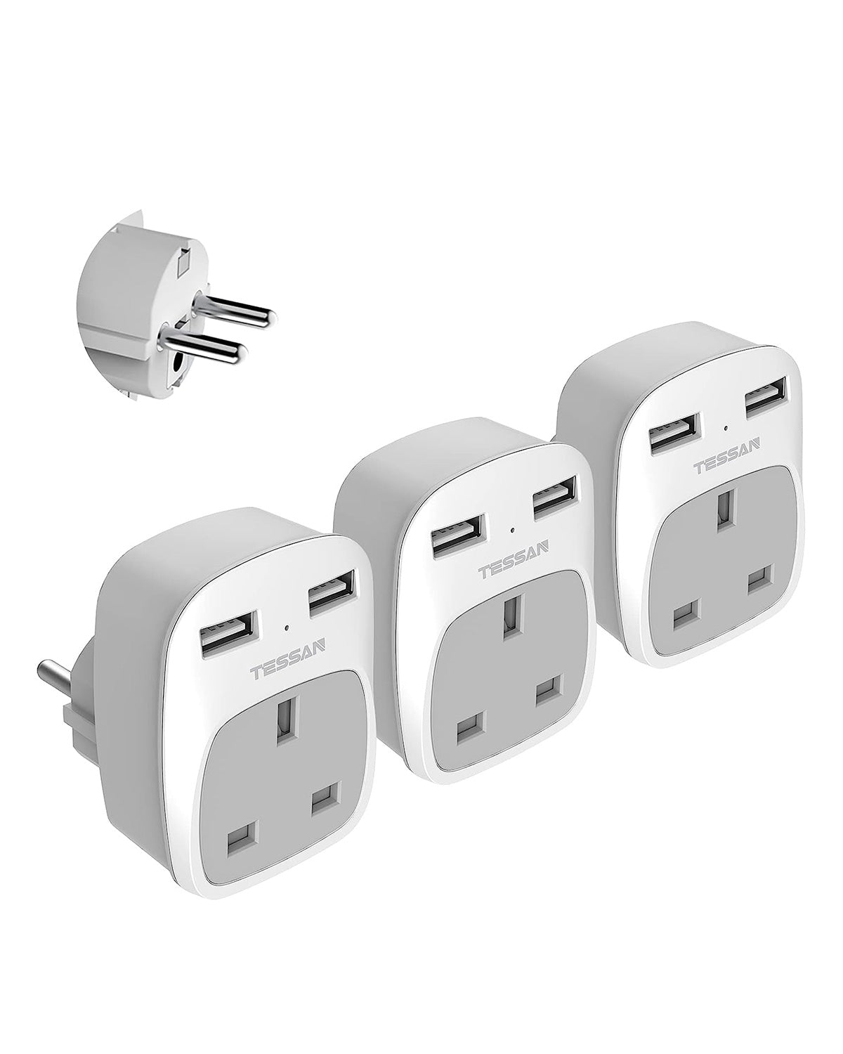 UK to European Plug Adapter 3 Pack