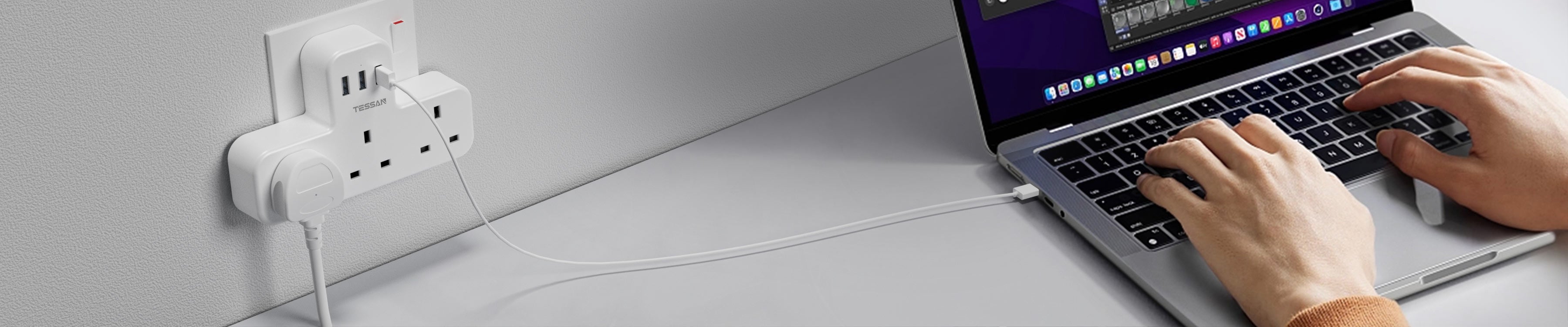 Plug Extension Cords with USB Multi Extension Plug Socket Tessan®