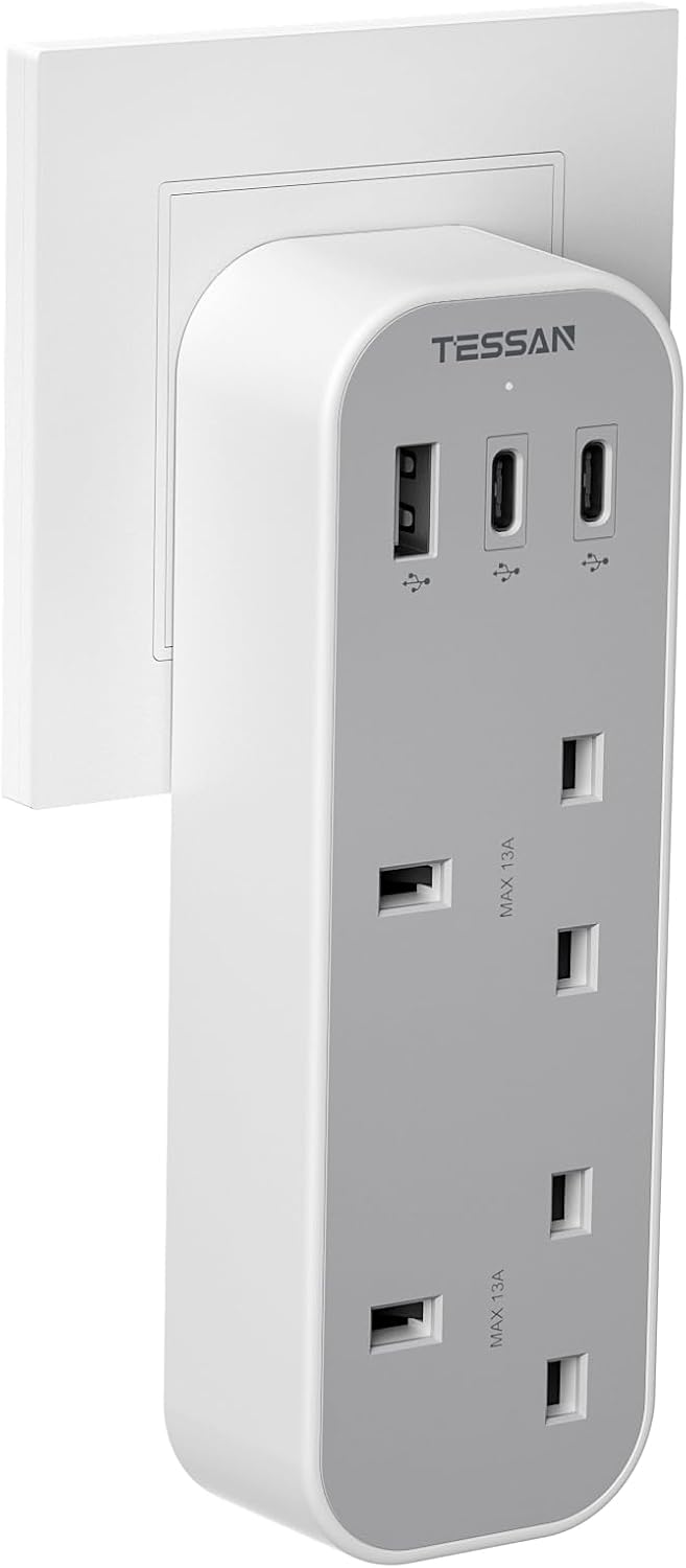 TESSAN Multi Plug Extension with 3 USB