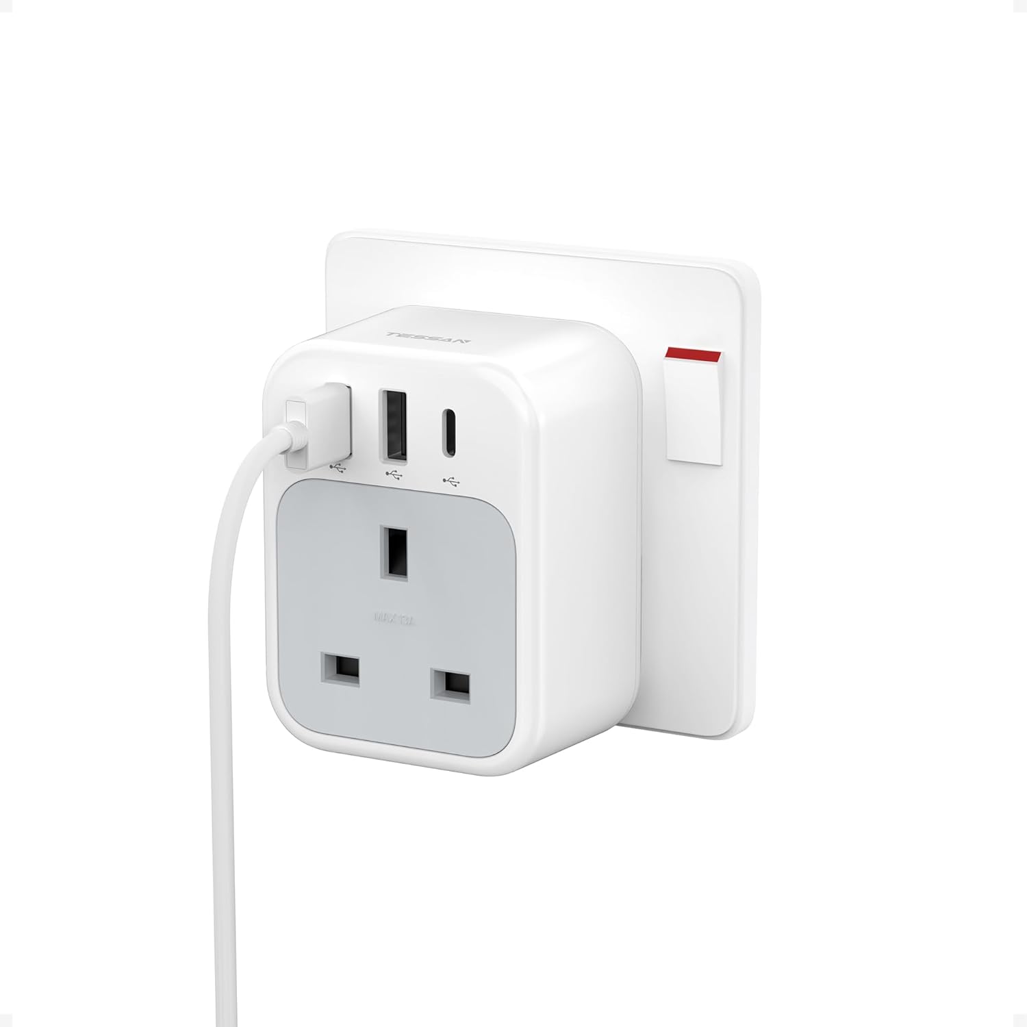 TESSAN UK Plug Extension Socket with 3 USB Ports