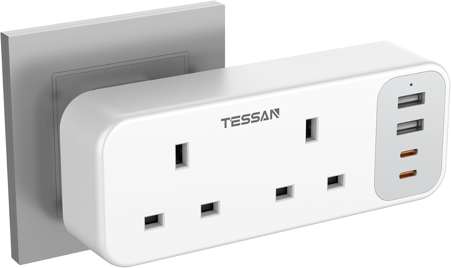 TESSAN UK Multi Plug Extension Adapter with USB