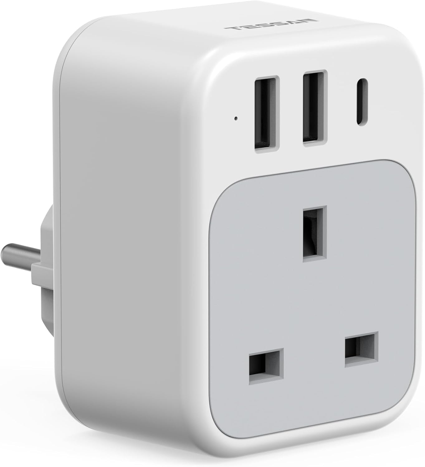 TESSAN UK to European Plug Adapter with USB Ports
