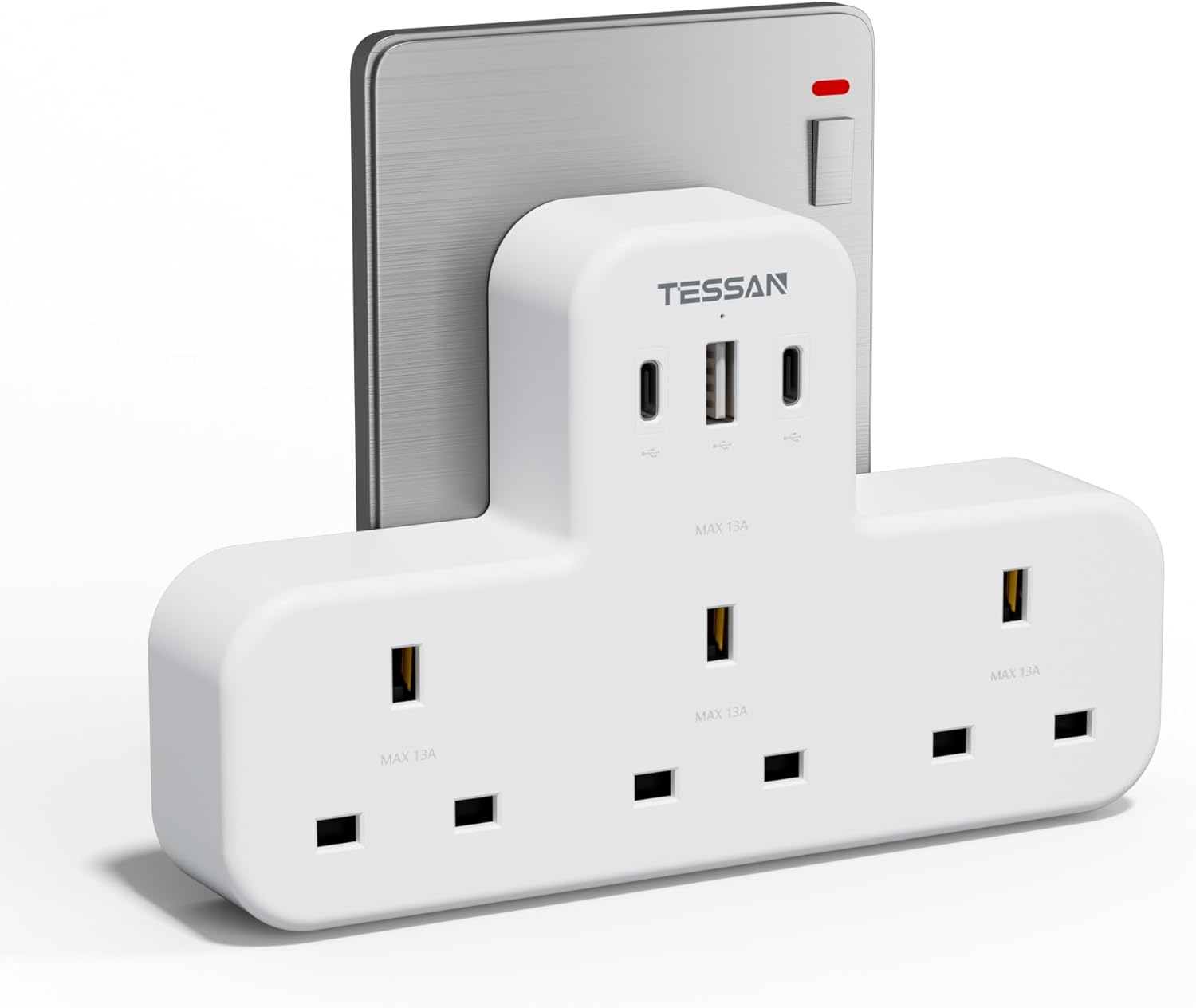 TESSAN UK Plug Extension Socket with 3 USB