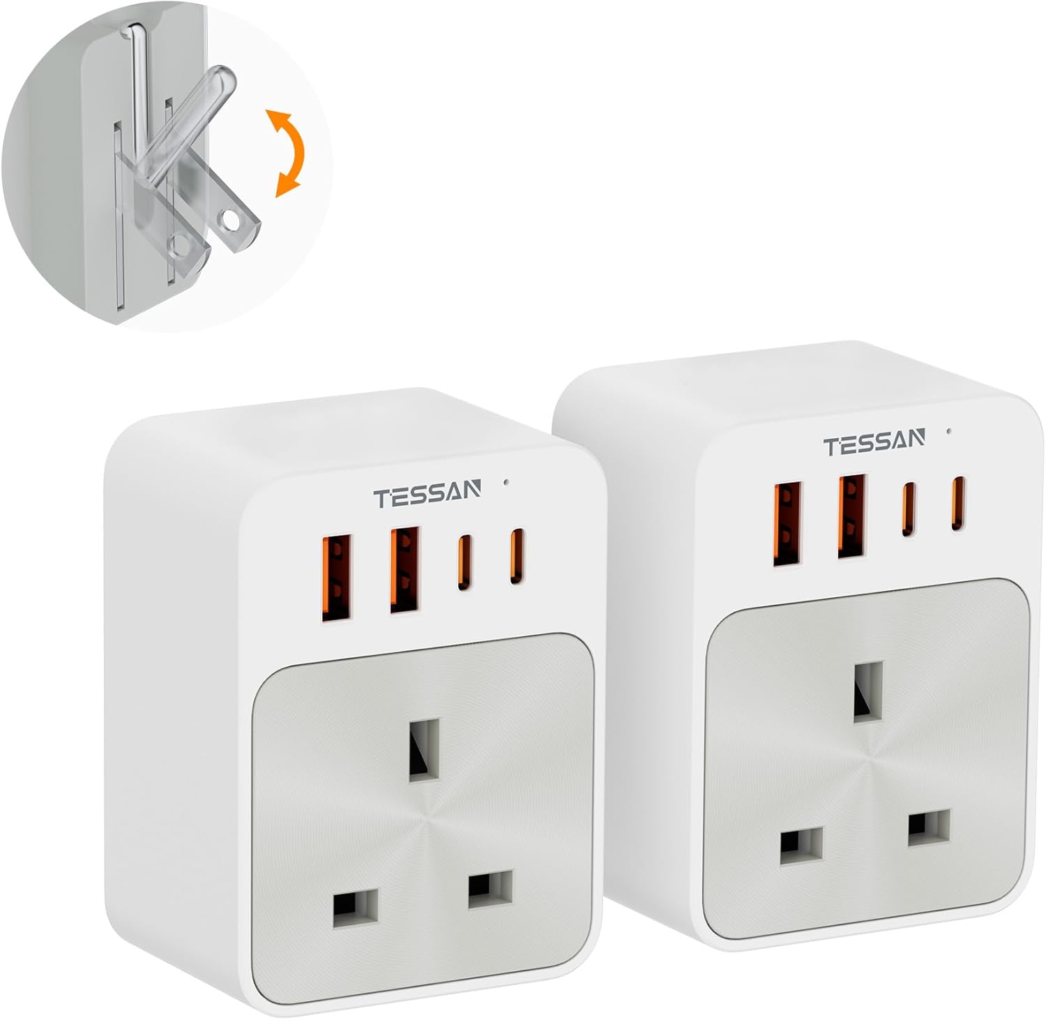 TESSAN Foldable 20W Fast Charging UK to US Adapter