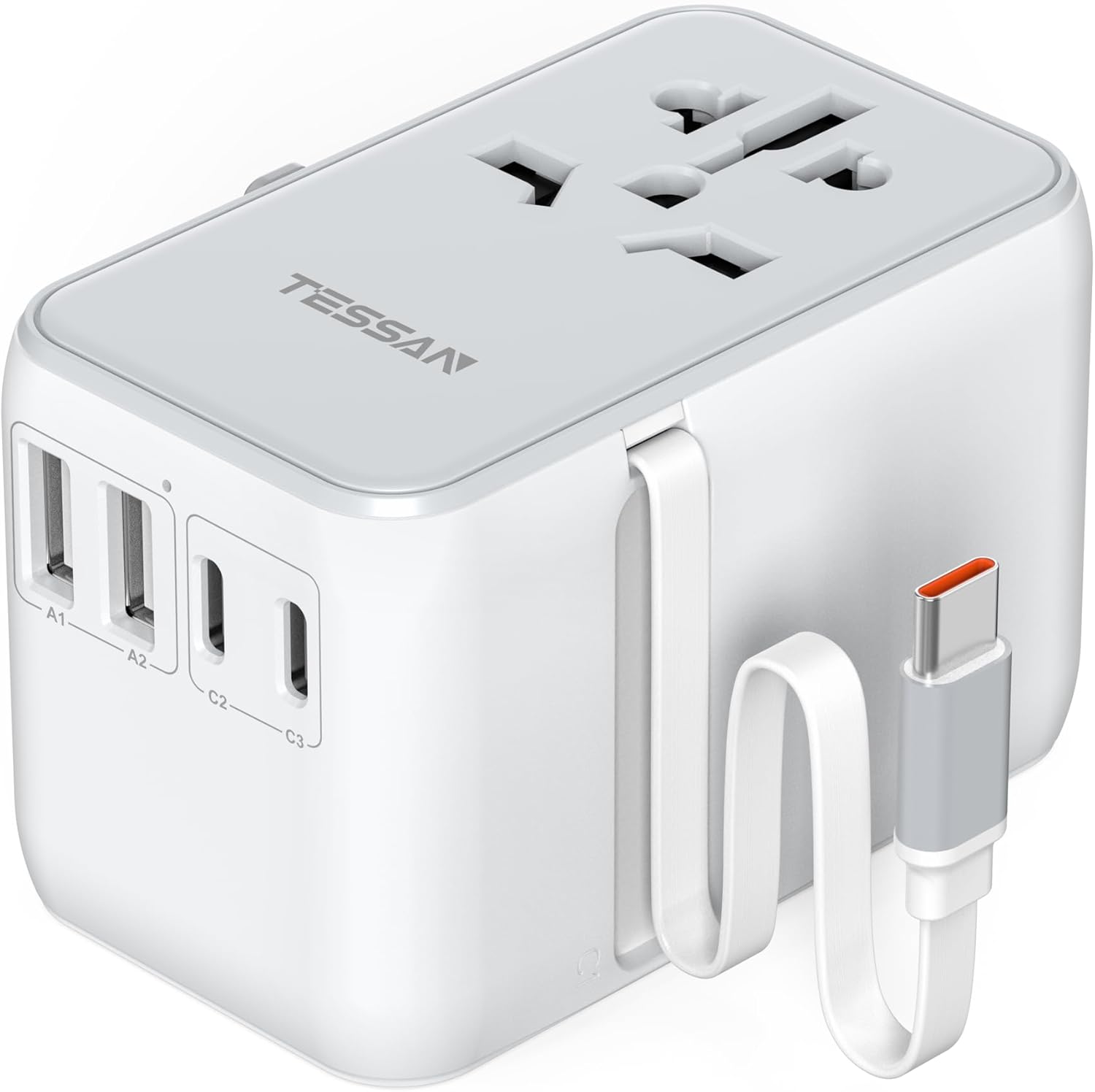TESSAN 35W Universal Travel Adapter with Built-in Cable