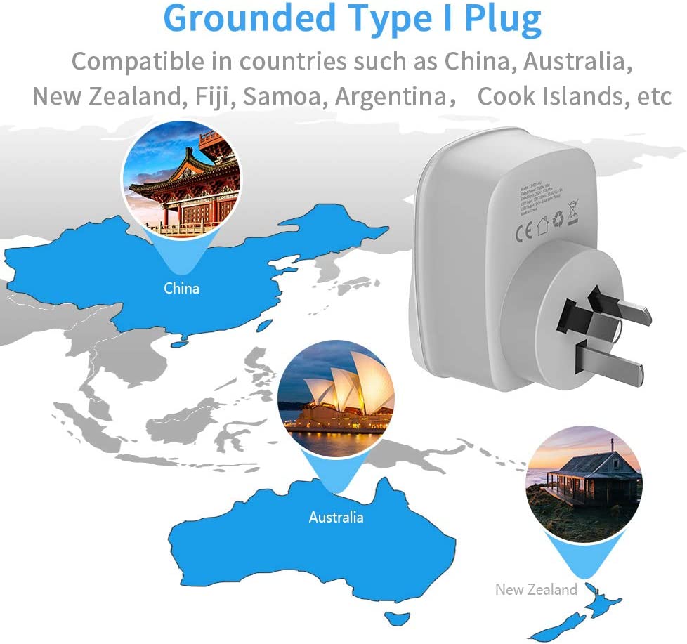 UK to Australia Adapter with 2 USB Ports
