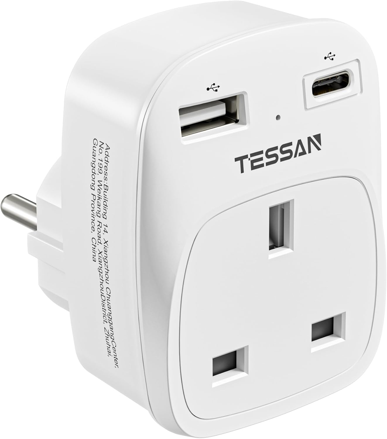 TESSAN 3-in-1 UK to Europe Adapter with USB-C