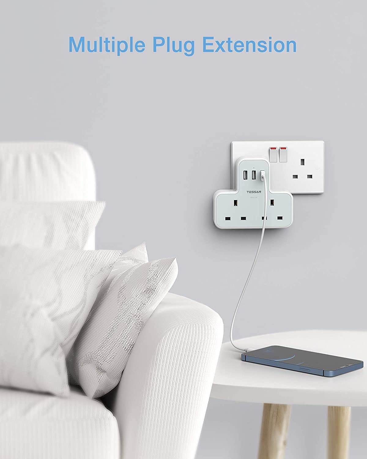 Multi Plug Extension 2 Ways Multi Plug Extension Sockets  2 Pack