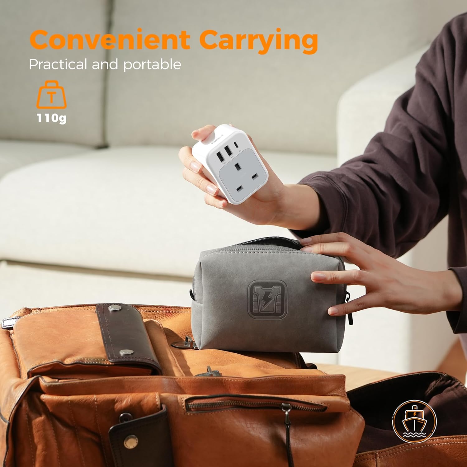 TESSAN UK Plug Extension Socket with 3 USB Ports