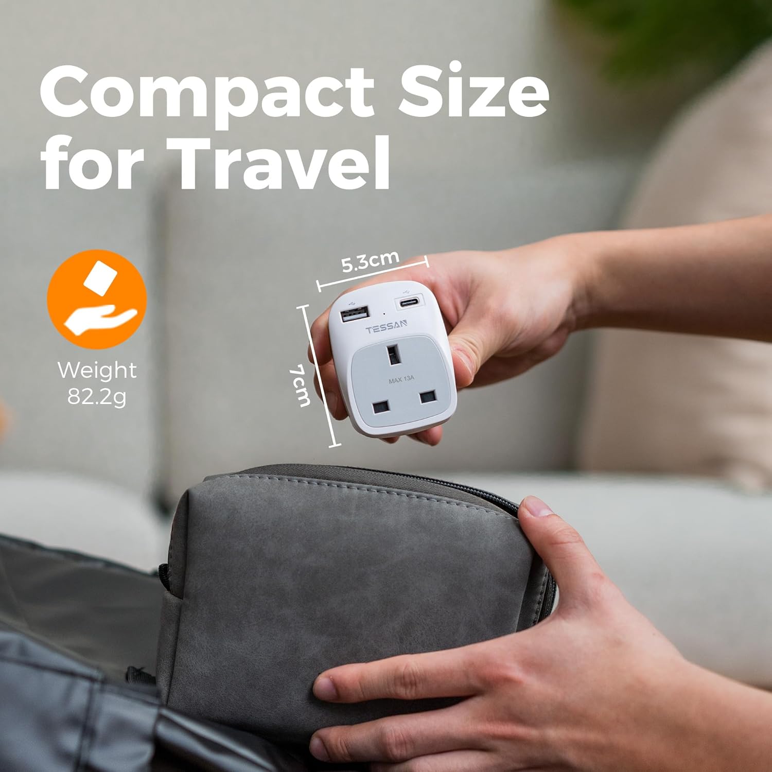 TESSAN UK to South Africa USB Adapter 2-Pack